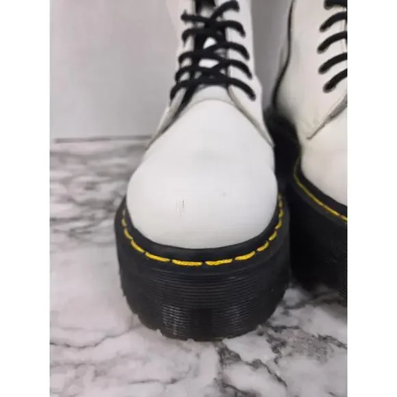 Dr Martens Britain - White 20 Hole Knee High Platform Boots - Womens 8 - Picture 7 of 16